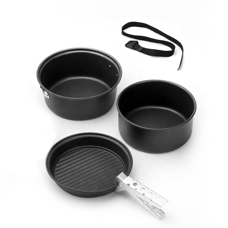 Camping Cooking Mess Kit - 야외용 알루미늄 캠핑 조리기구 세트, 접이식