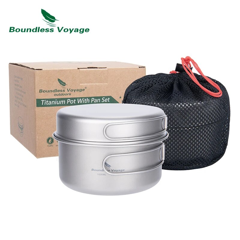 Camping Cooking Set 2 Person - 무한한 항해 티타늄 냄비 팬 세트(접이식