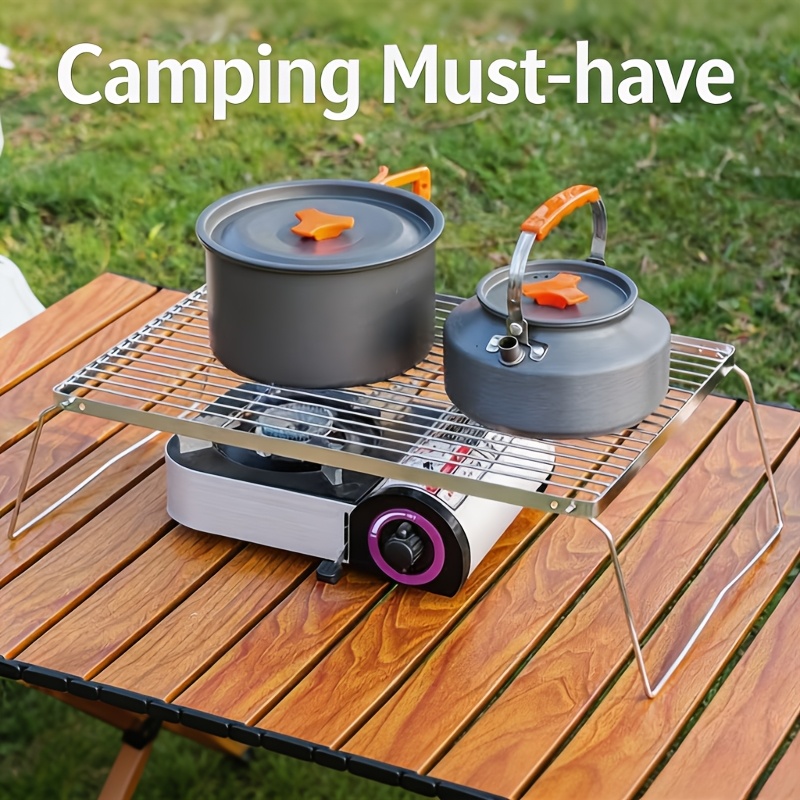 Camping Cooking Utilities - 휴대용 접이식 스테인리스 캠프파이어 스탠드 –