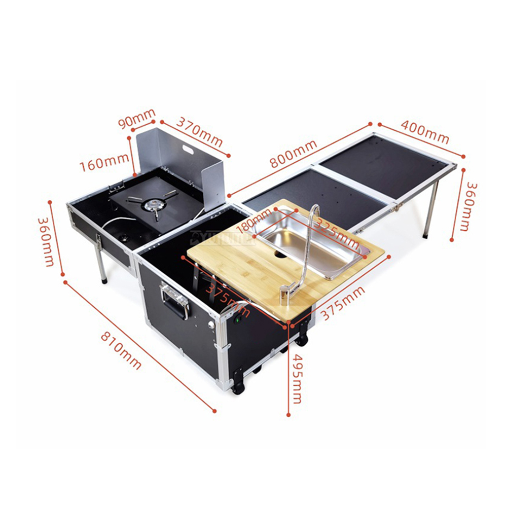 Camping Cooking Table With Storage - 야외 이동식 주방 조리대 수납함 테이블