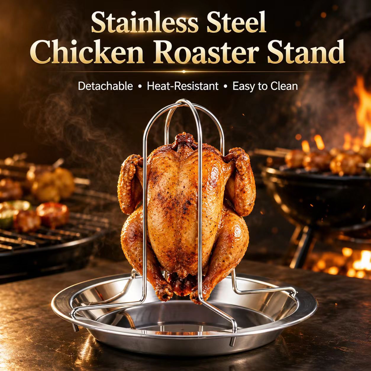 Camping Cooking Grill - 휴대용 통닭 바베큐 그릴 스탠드, 캠핑,
