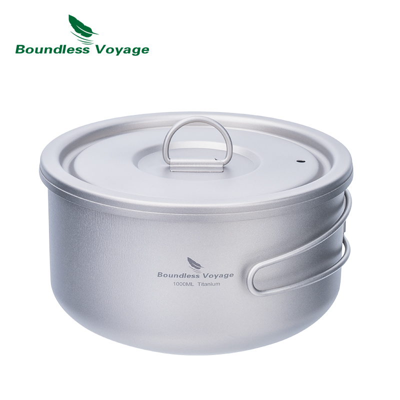 Camping Cooking Utilities - Boundless Voyage 티타늄 캠핑 냄비, 뚜껑이
