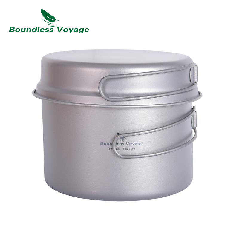 Camping Cooking Mess Kit - Boundless Voyage 티타늄 냄비 및 프라이팬