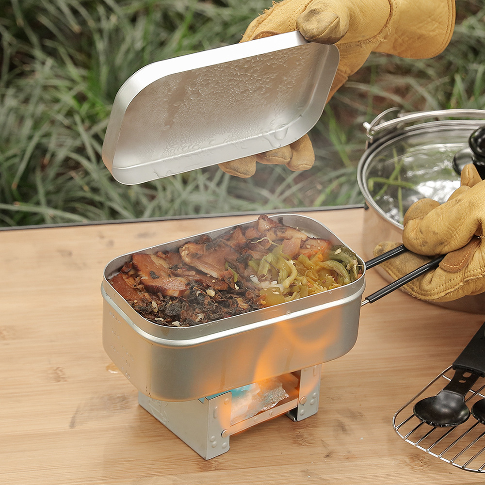 Camping Cooking Mess Kit - 야외용 알루미늄 메스 키트, 스팀 랙