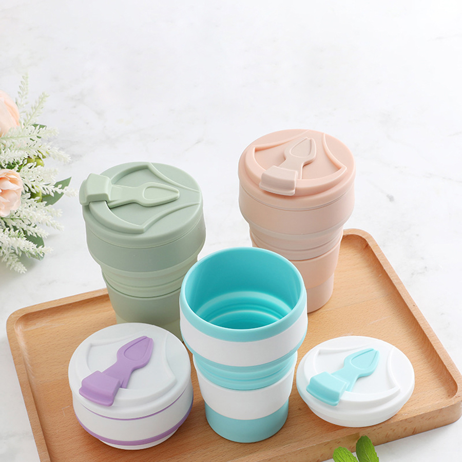 Camping Cooking Food - 350ML 식품 등급 실리콘 접이식 컵,