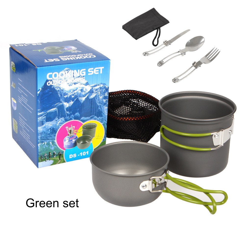 Camping Cooking Mess Kit - 캠핑 조리기구 세트, 백패킹 냄비 장비,