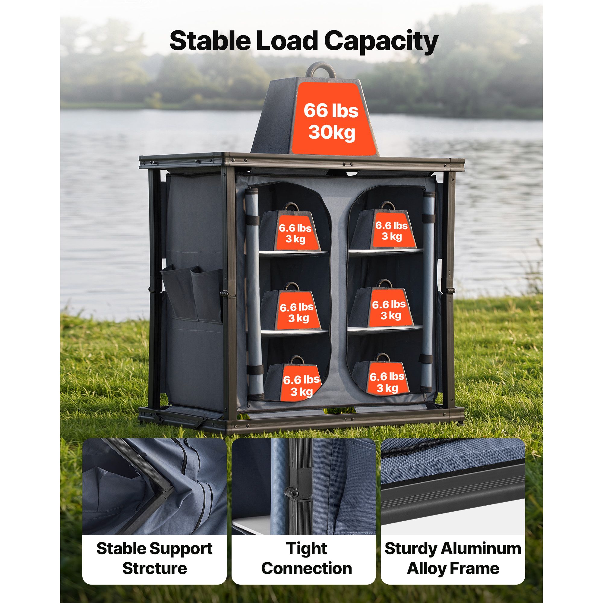 접이식 캠핑 수납장, 야외 휴대용 알루미늄 경량 테이블 - Camping Cooking Table With Storage 리뷰 및 가격