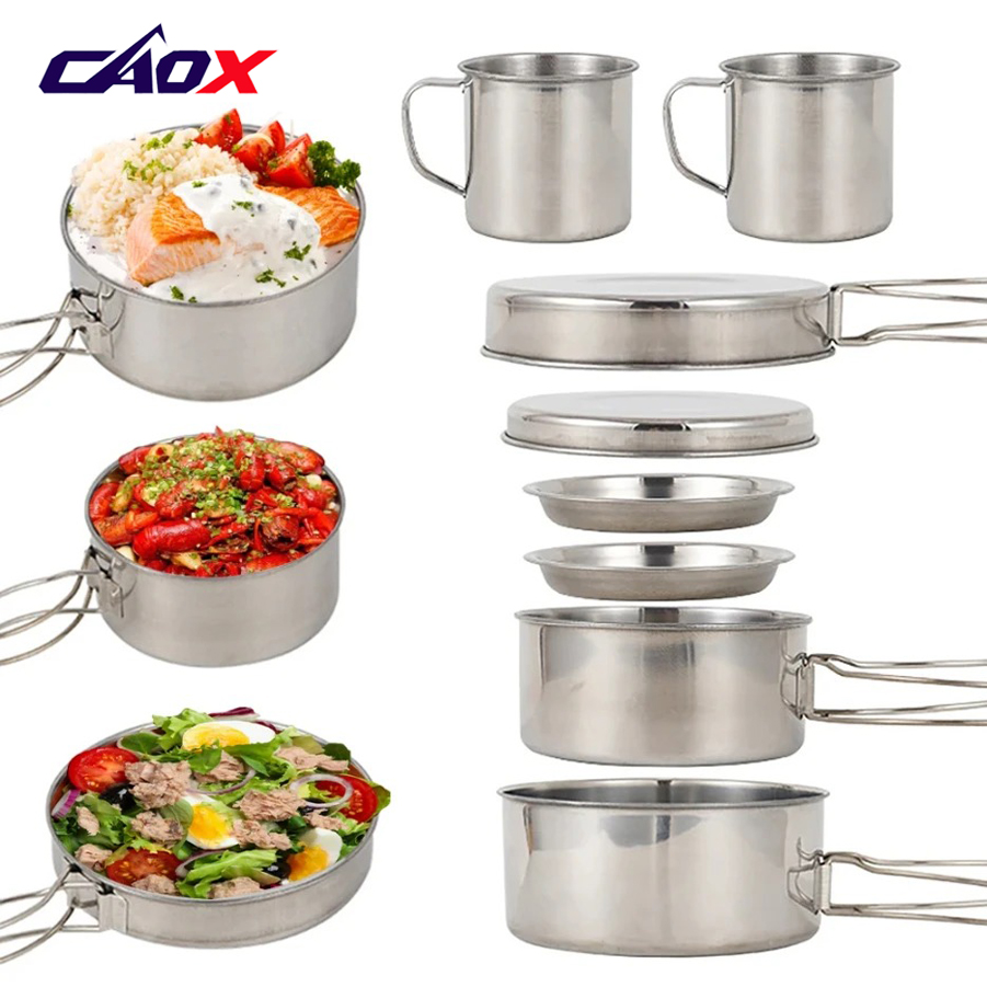 CAOX 8종 캠핑 조리기구 세트 스테인리스 스틸 냄비 - Camping Cooking Hot Plate 리뷰 및 가격