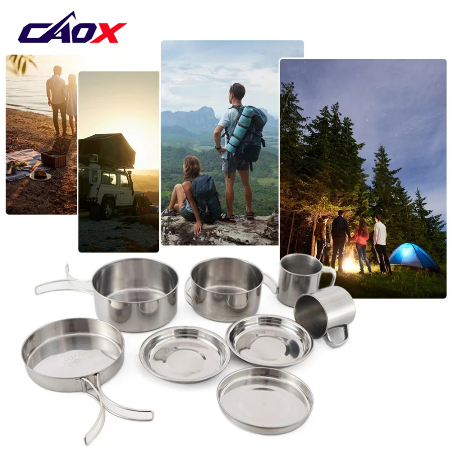CAOX 8종 캠핑 조리기구 세트 스테인리스 스틸 냄비 - Camping Cooking Hot Plate 리뷰 및 가격