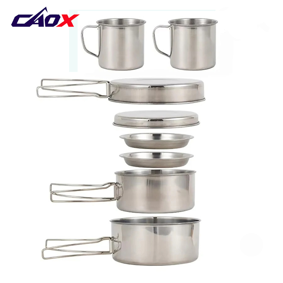 CAOX 8종 캠핑 조리기구 세트 스테인리스 스틸 냄비 - Camping Cooking Hot Plate 리뷰 및 가격