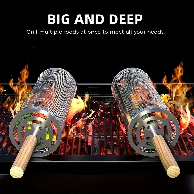 식품 등급 스테인리스 스틸 원형 회전 BBQ 그릴 바스 - Camping Cooking Grill 리뷰 및 가격