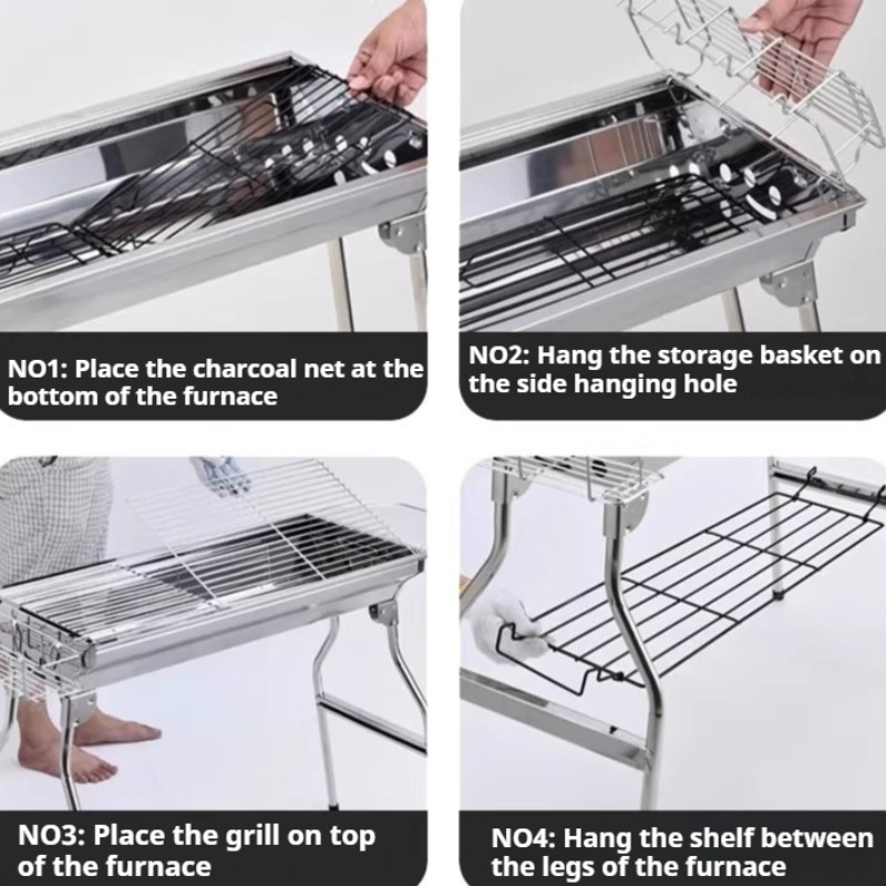스테인리스 스틸 바베큐 그릴 휴대용 설치 필요 없음 바 - Camping Cooking Requirements 리뷰 및 가격