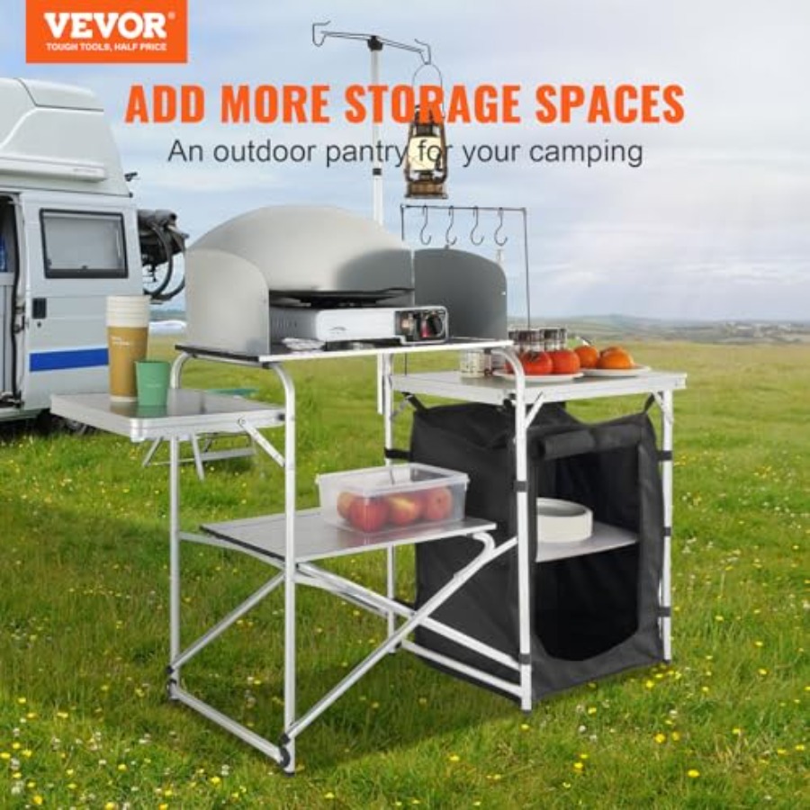캠핑 키친 테이블, 접이식 야외 조리대(수납 가방 포함 - Camping Cooking Table With Storage 리뷰 및 가격