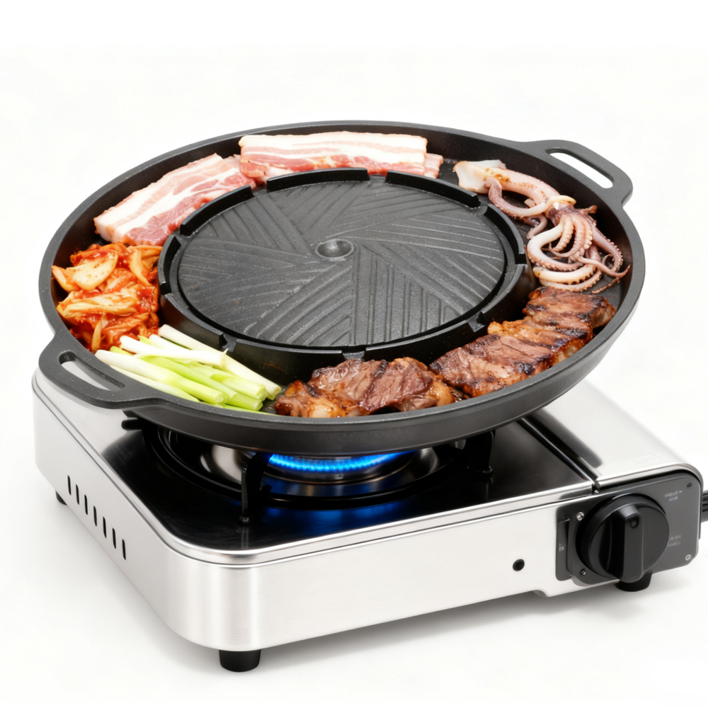 코선 한국식 바베큐 그릴 팬 2 in 1 원형 바베큐  - Camping Cooking Grill 리뷰 및 가격