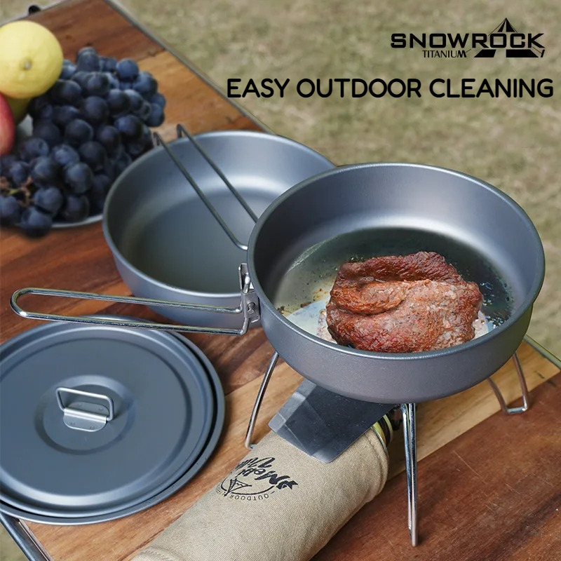 스노우락 티타늄 프라이팬(스테인리스 스틸 접이식 손잡이 - Camping Cooking Set 2 Person 리뷰 및 가격