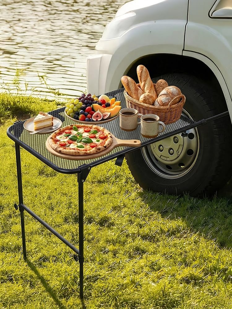 차량 타이어 장착형 스틸 캠핑 테이블, 높이 조절 가능 - Camping Cooking Requirements 리뷰 및 가격
