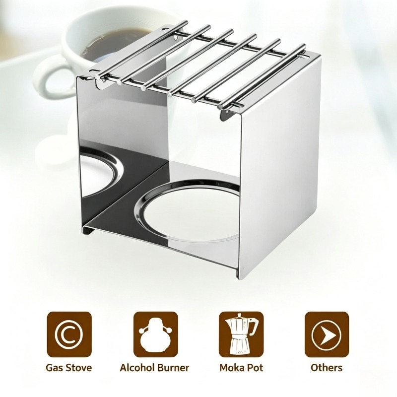 스테인리스 스틸 사각 커피 스토브 스탠드, 모카 포트  - Camping Cooking Utilities 리뷰 및 가격