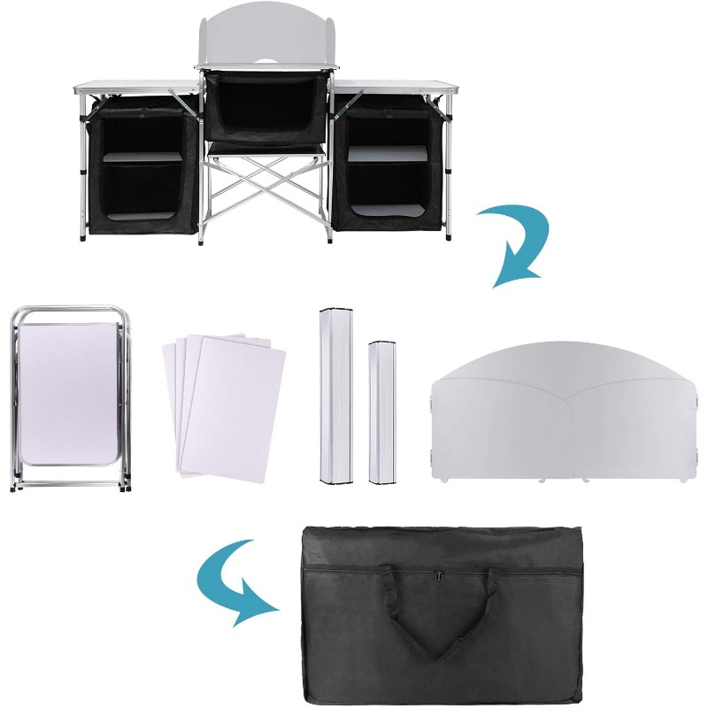 핫세일 야외 캠핑 이동식 주방 휴대용 접이식 조리대 캠 - Camping Cooking Table With Storage 리뷰 및 가격