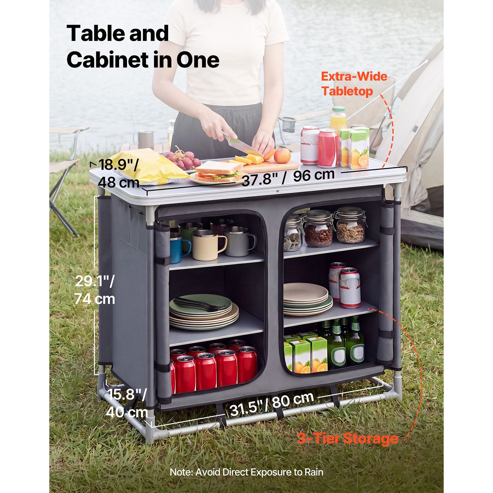 캠핑 수납 캐비닛, 야외 휴대용 알루미늄 경량 테이블, - Camping Cooking Table With Storage 리뷰 및 가격