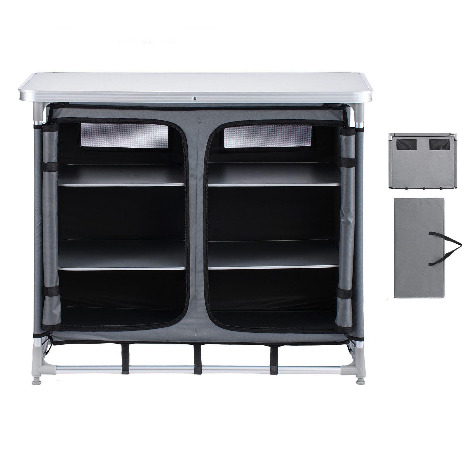 캠핑 수납 캐비닛, 야외 휴대용 알루미늄 경량 테이블, - Camping Cooking Table With Storage 리뷰 및 가격