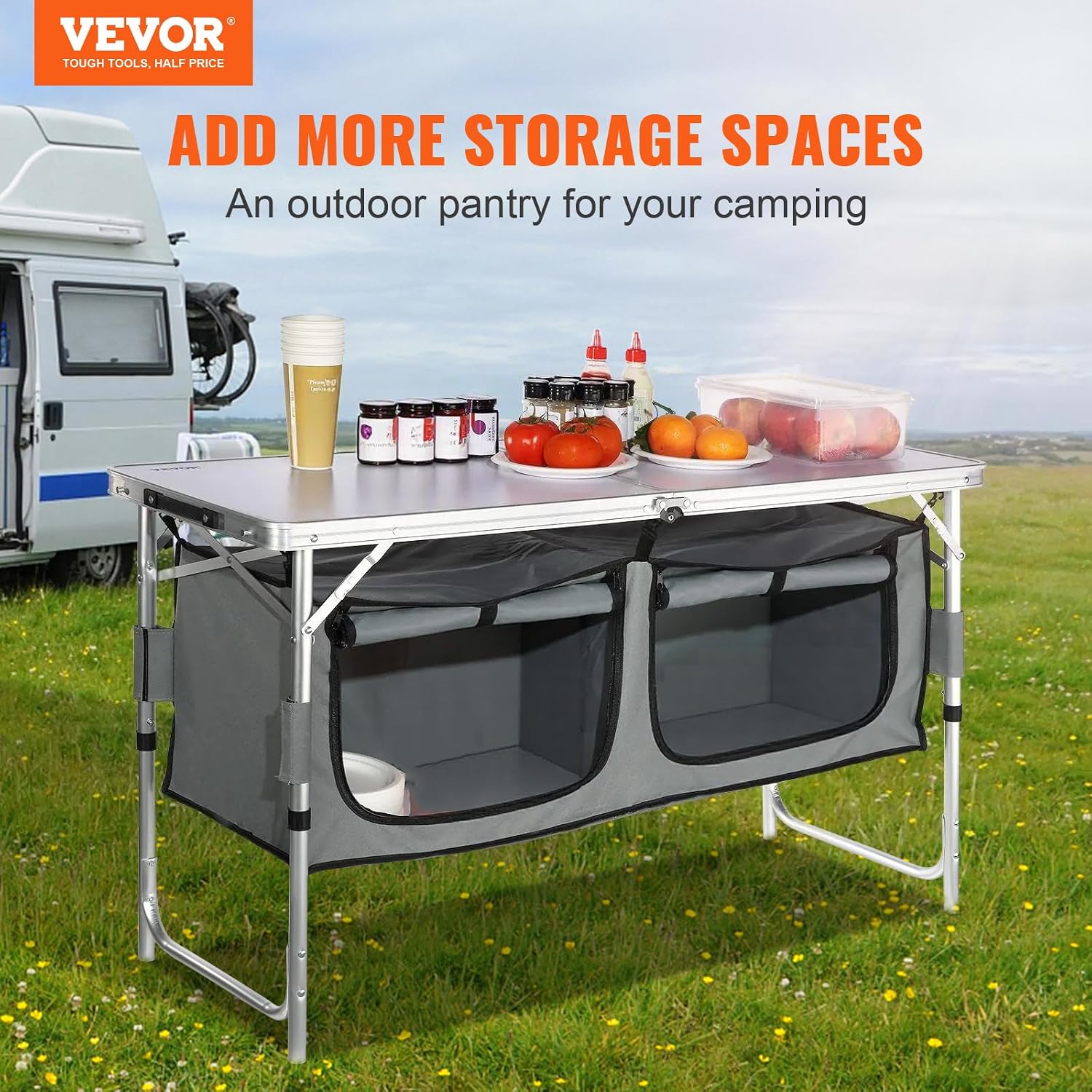 캠핑 키친 스테이션, 3단 높이 조절 가능 접이식 야외 - Camping Cooking Table With Storage 리뷰 및 가격