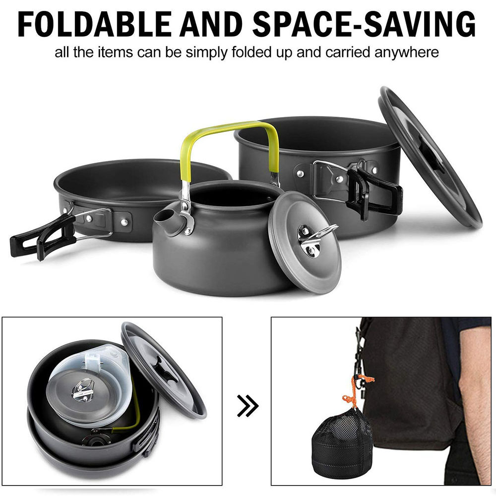 야외 캠핑 조리기구 세트 알루미늄 논스틱 냄비 휴대용  - Camping Cooking Set 2 Person 리뷰 및 가격