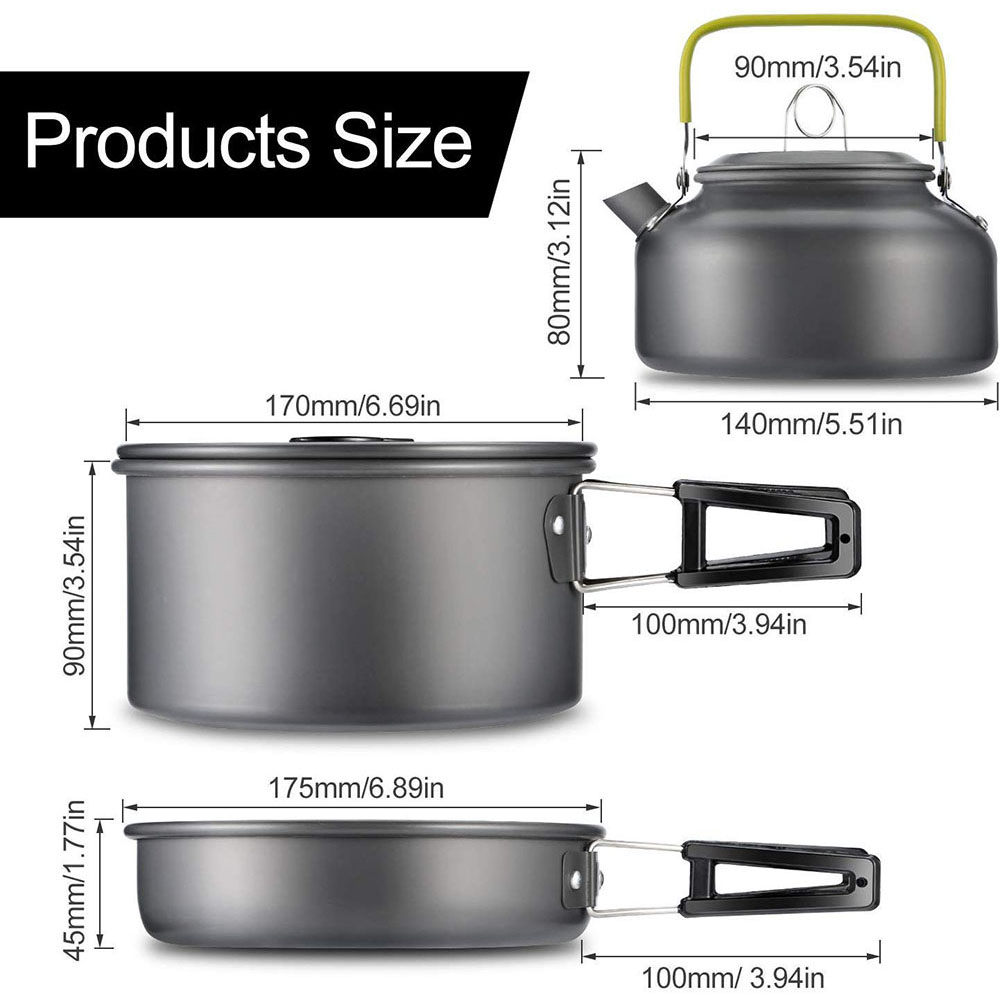 야외 캠핑 조리기구 세트 알루미늄 논스틱 냄비 휴대용  - Camping Cooking Set 2 Person 리뷰 및 가격