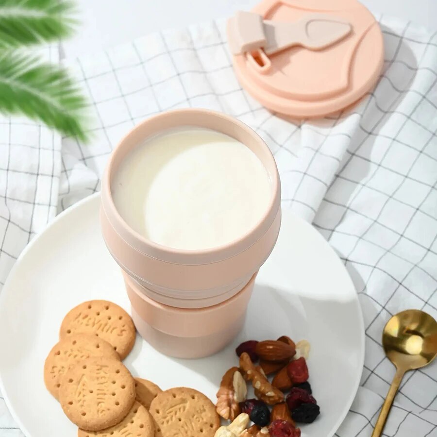 350ML 식품 등급 실리콘 접이식 컵, 뚜껑 포함,  - Camping Cooking Food 리뷰 및 가격