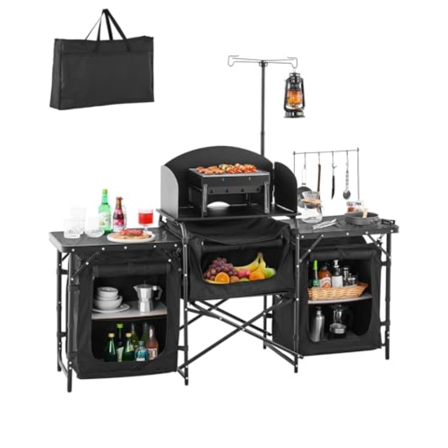 캠핑 키친 테이블, 야외 캠프 조리대, 알루미늄 휴대용 - Camping Cooking Table With Storage 리뷰 및 가격