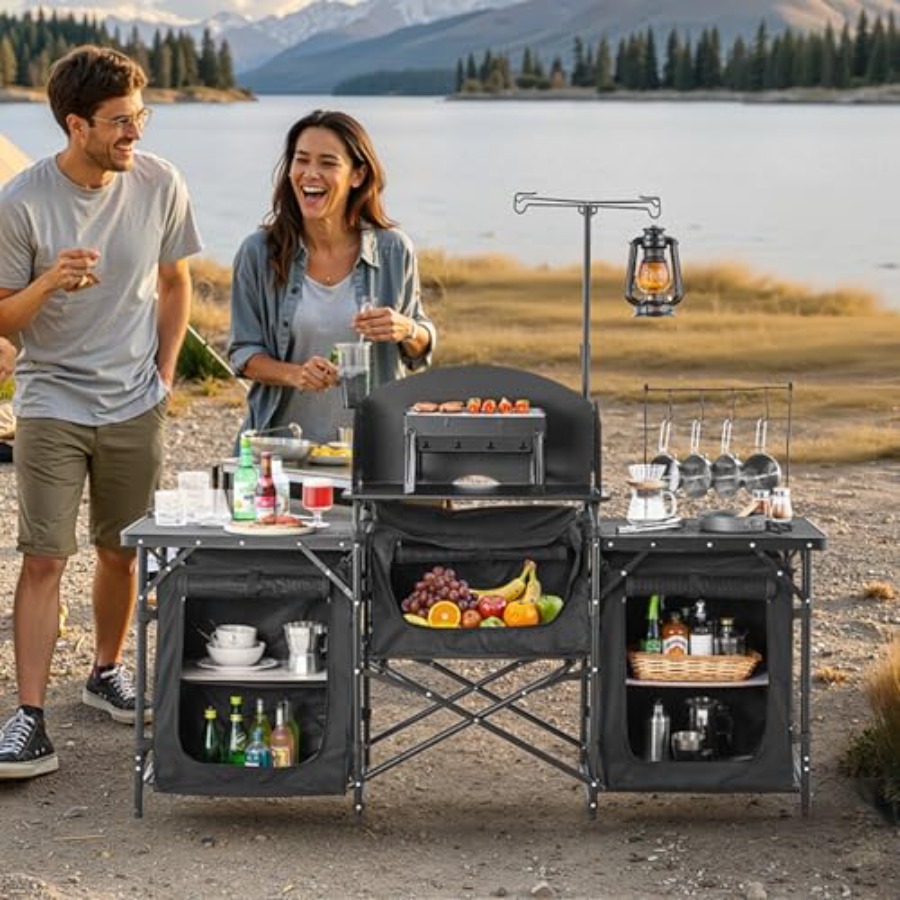 캠핑 키친 테이블, 야외 캠프 조리대, 알루미늄 휴대용 - Camping Cooking Table With Storage 리뷰 및 가격