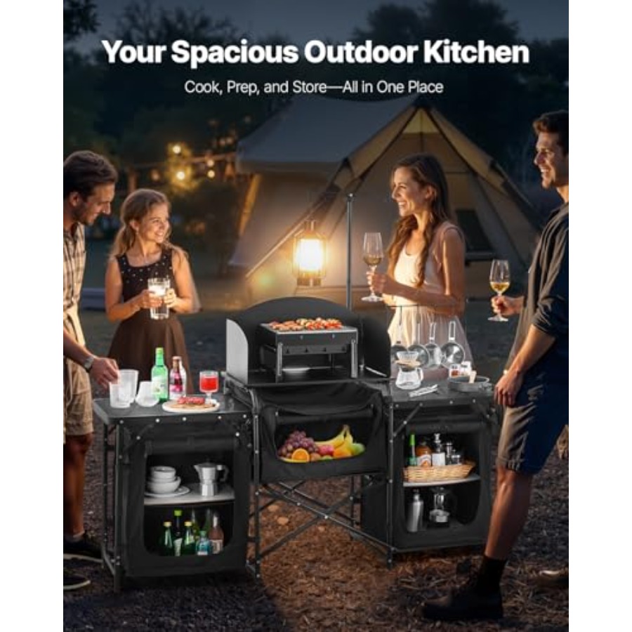 캠핑 키친 테이블, 야외 캠프 조리대, 알루미늄 휴대용 - Camping Cooking Table With Storage 리뷰 및 가격