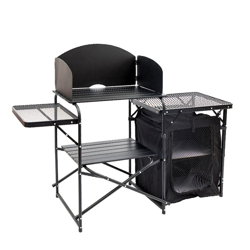야외 캠핑 접이식 테이블, 알루미늄 합금 식탁, 천 캐 - Camping Cooking Table With Storage 리뷰 및 가격