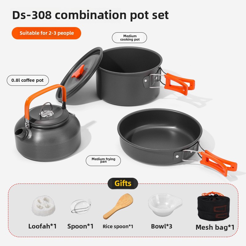 야외 캠핑 조리기구 세트 2-3인용 휴대용 논스틱 냄비 - Camping Cooking Set 2 Person 리뷰 및 가격