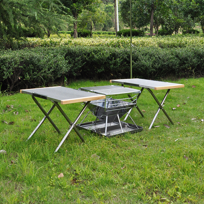 야외용 휴대용 스테인리스 테이블 캠핑문 T-370 휴대 - Camping Cooking Table With Storage 리뷰 및 가격
